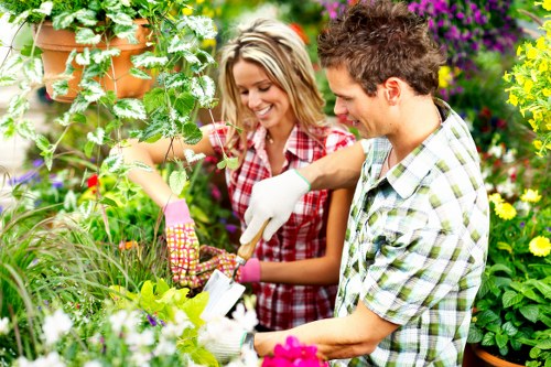Patio and planting features in a Grahame Park landscape garden