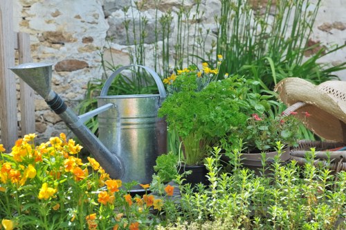 Team applying safe methods during garden maintenance